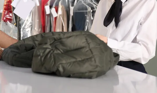 A jacket on the counter while the team notes the details